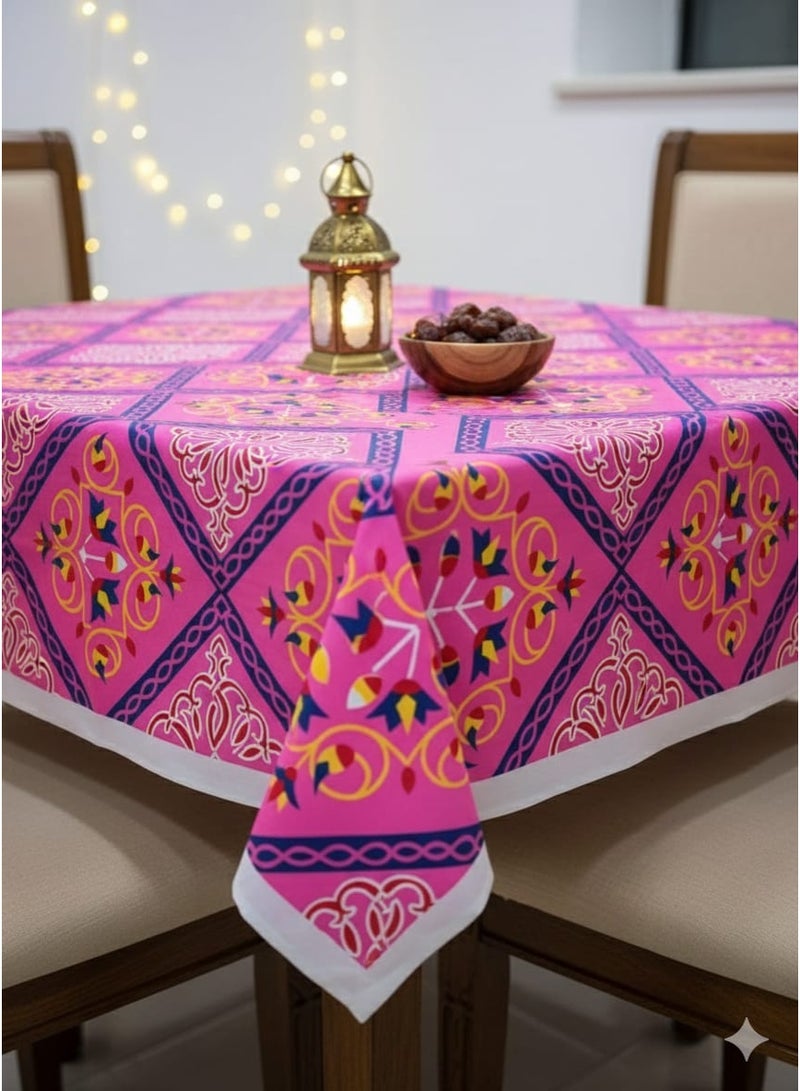 مفرش رمضان البلاستيك المنقوشة اشكال رمضانية بالألوان المختلفة مفرش السفرة المقاس : ١٢٠*١٢٠ سم - Image 1